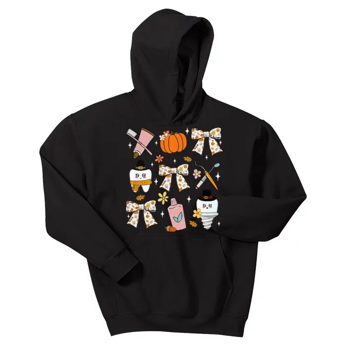 Coquette Bow Dental Squad Fall Autumn Dentist Assistant Kids Hoodie