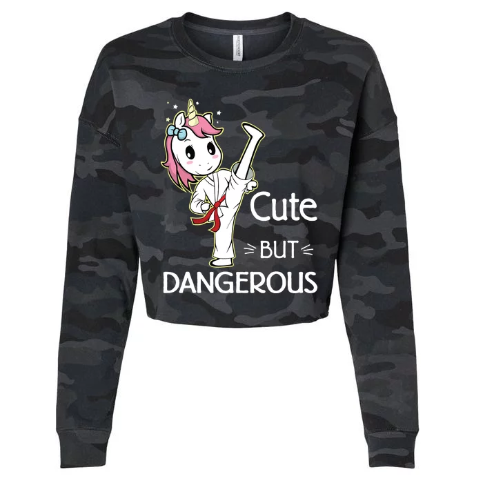 Cute But Dangerous Funny Karate Taekwondo Cropped Pullover Crew