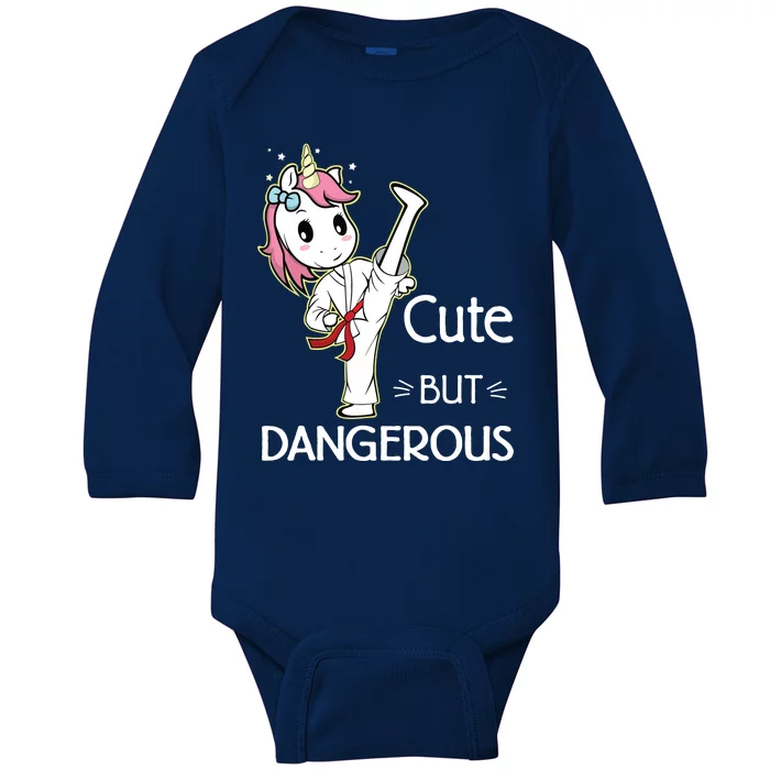 Cute But Dangerous Funny Karate Taekwondo Baby Long Sleeve Bodysuit