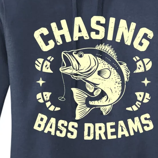 Chasing Bass Dreams Bass Fishing Gift Women's Pullover Hoodie