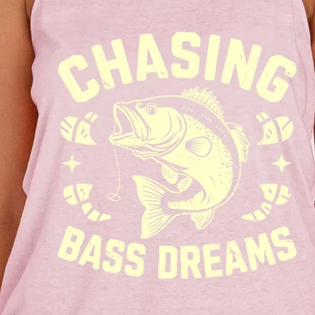 Chasing Bass Dreams Bass Fishing Gift Women's Knotted Racerback Tank