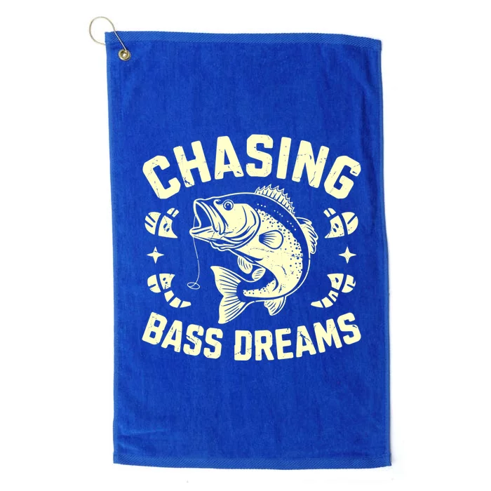 Chasing Bass Dreams Bass Fishing Gift Platinum Collection Golf Towel