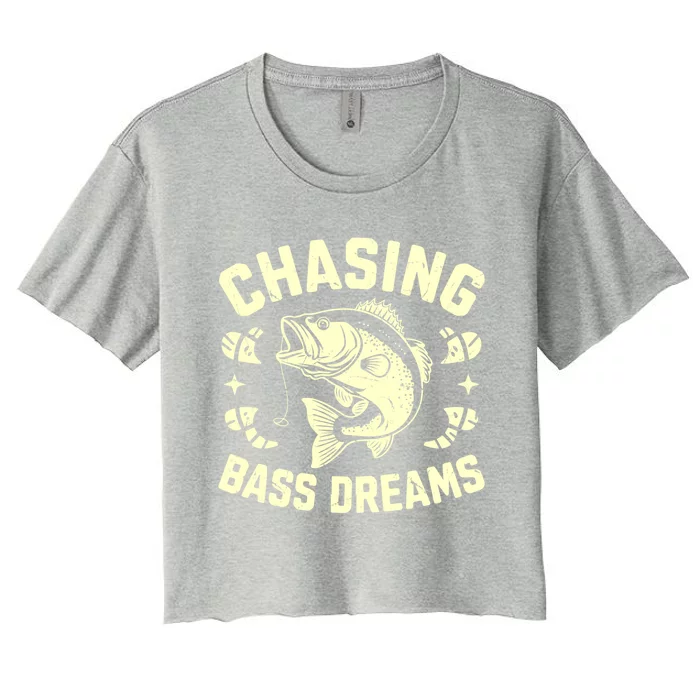 Chasing Bass Dreams Bass Fishing Gift Women's Crop Top Tee