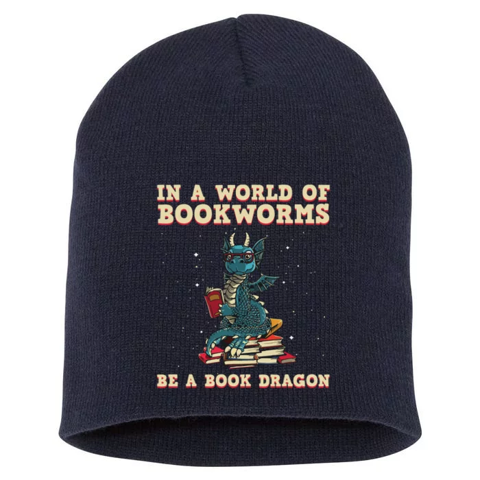 Cute Bookworm Design For Men Women Librarian Book Lover Short Acrylic Beanie