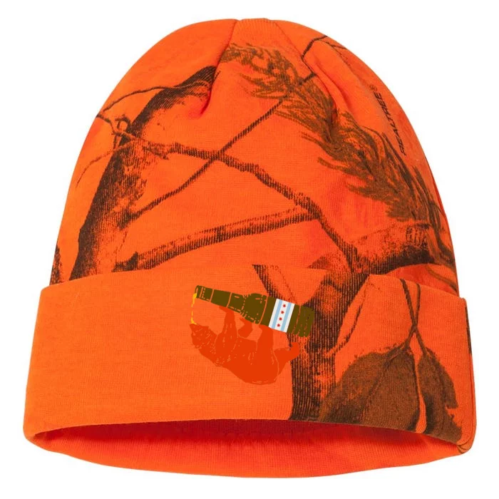 Chicago Beer Drinking Funny Drunk Orange Bear Kati - 12in Camo Beanie