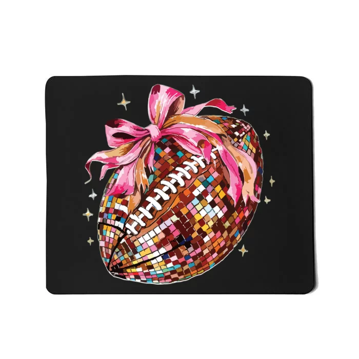 Coquette Bow Disco Funny Football Game Day Touchdown Season Mousepad