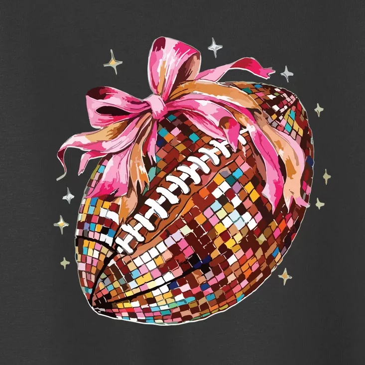 Coquette Bow Disco Funny Football Game Day Touchdown Season Toddler T-Shirt