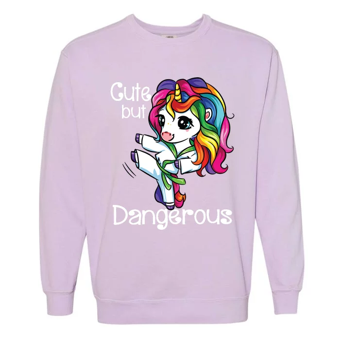 Cute But Dangerous Funny Karate Unicorn Girl Garment-Dyed Sweatshirt