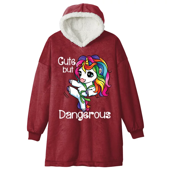 Cute But Dangerous Funny Karate Unicorn Girl Hooded Wearable Blanket