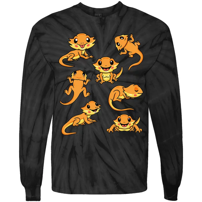 Cute Bearded Dragon Stuff Kawaii Lizard Tie-Dye Long Sleeve Shirt