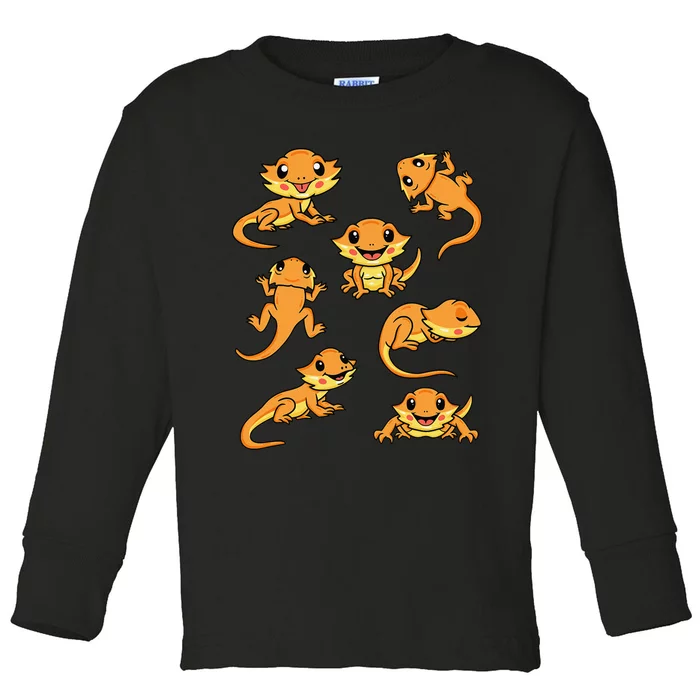 Cute Bearded Dragon Stuff Kawaii Lizard Toddler Long Sleeve Shirt