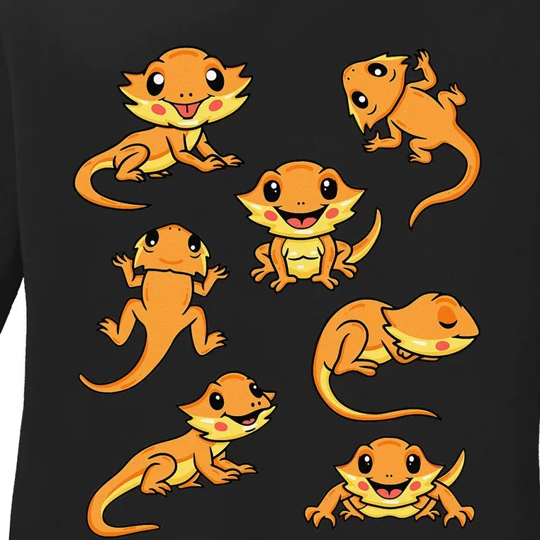 Cute Bearded Dragon Stuff Kawaii Lizard Ladies Long Sleeve Shirt