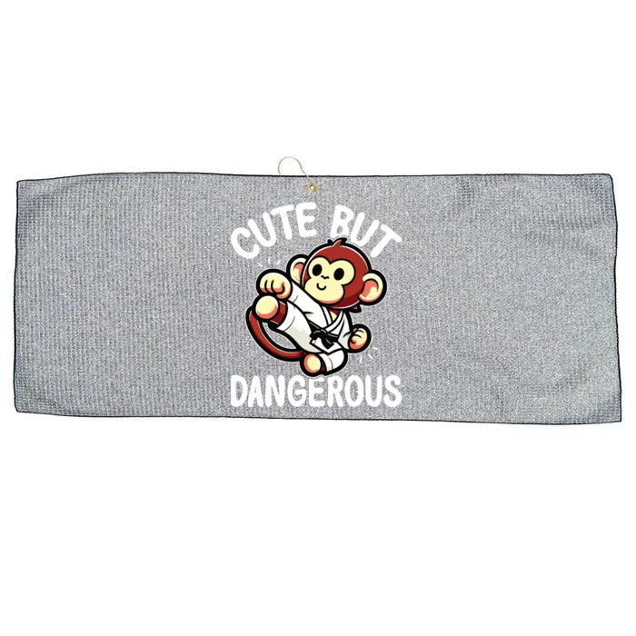 Cute But Dangerous Karate Taekwondo Monkey Karate Girl Large Microfiber Waffle Golf Towel