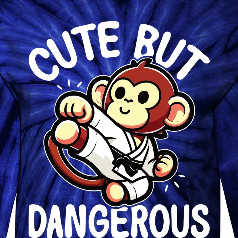 Cute But Dangerous Karate Taekwondo Monkey Karate Girl Tie-Dye Long Sleeve Shirt