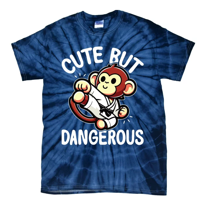 Cute But Dangerous Karate Taekwondo Monkey Karate Girl Tie-Dye T-Shirt