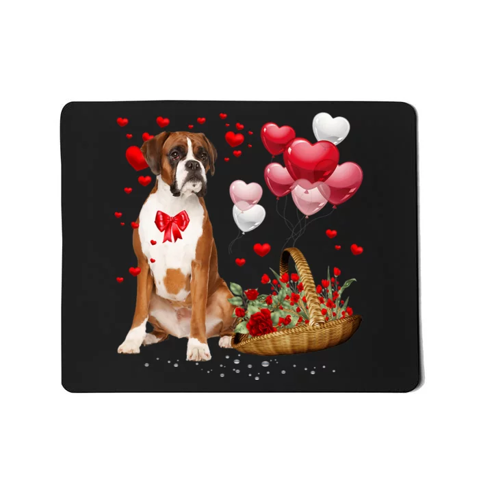 Cute Boxer Dog Balloon Heart ValentineS Day Valentine Mousepad