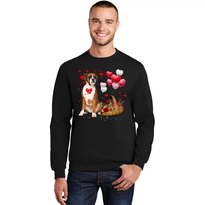 Cute Boxer Dog Balloon Heart ValentineS Day Valentine Tall Sweatshirt