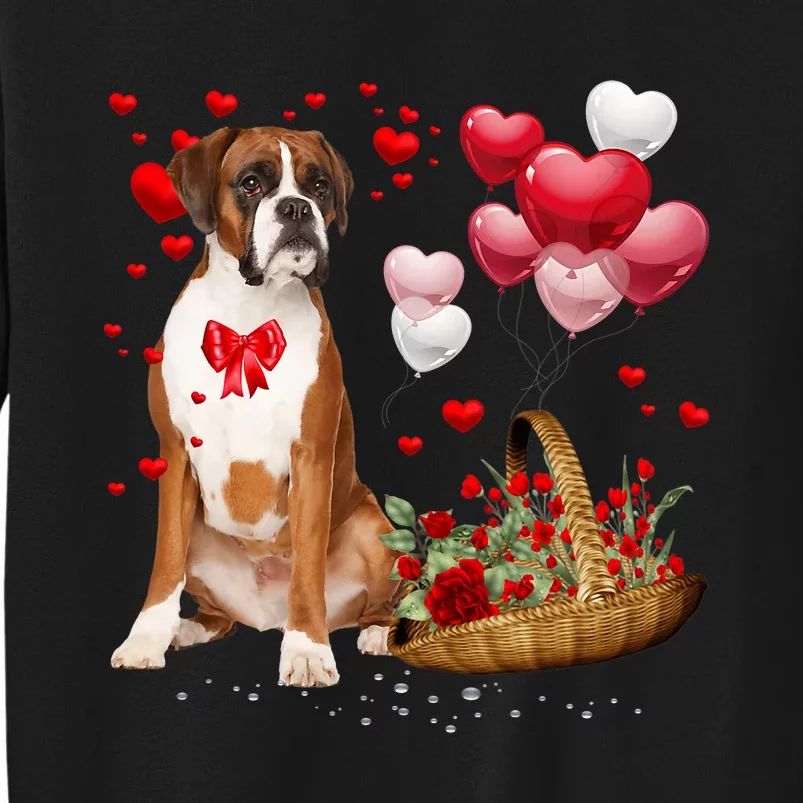 Cute Boxer Dog Balloon Heart ValentineS Day Valentine Tall Sweatshirt