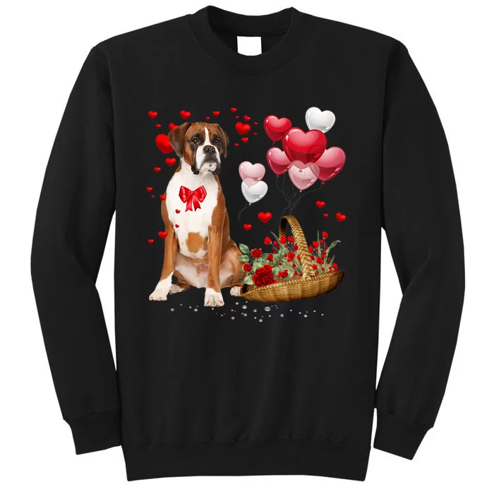 Cute Boxer Dog Balloon Heart ValentineS Day Valentine Tall Sweatshirt