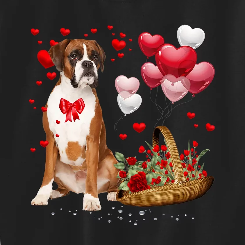 Cute Boxer Dog Balloon Heart ValentineS Day Valentine Kids Sweatshirt