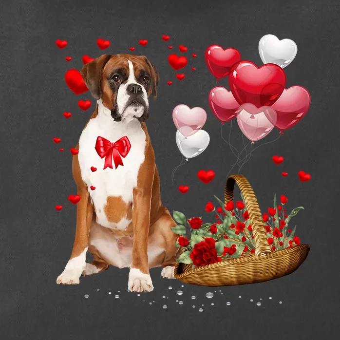 Cute Boxer Dog Balloon Heart ValentineS Day Valentine Zip Tote Bag