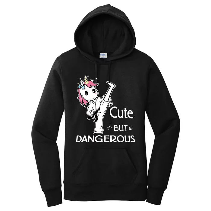 Cute But Dangerous Karate Taekwondo Unicorn Karate Girl Women's Pullover Hoodie