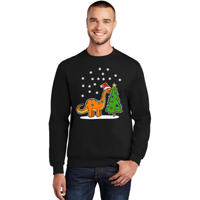 Christmas Brachiosaurus Dinosaur Eating A Christmas Tree Sweatshirt