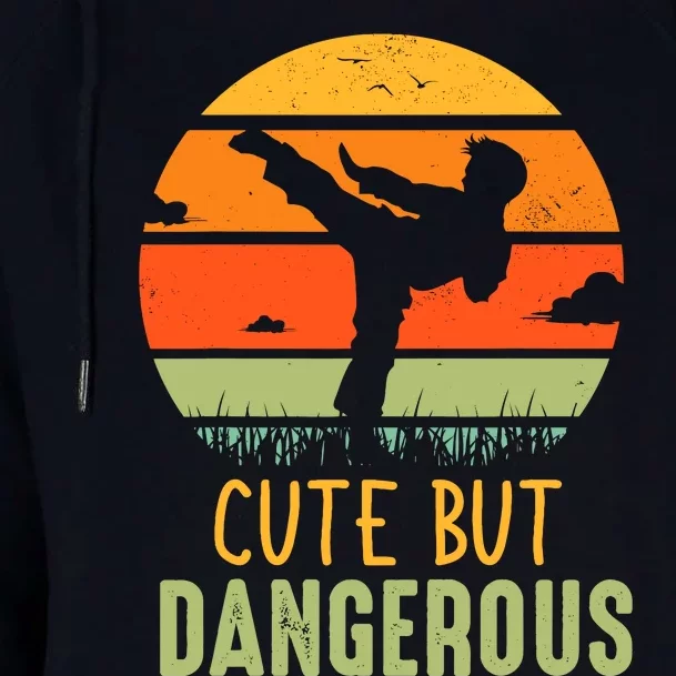 Cute But Dangerous Karate Student Trainee Karateka Master Womens Funnel Neck Pullover Hood