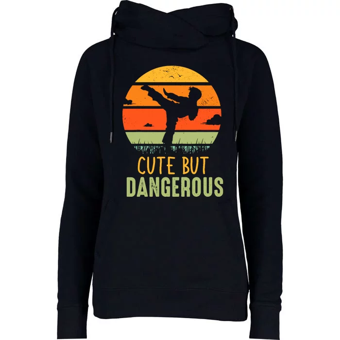 Cute But Dangerous Karate Student Trainee Karateka Master Womens Funnel Neck Pullover Hood