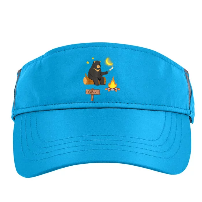 Cute Bear Enjoying Camping And Vacation With Fire Adult Drive Performance Visor