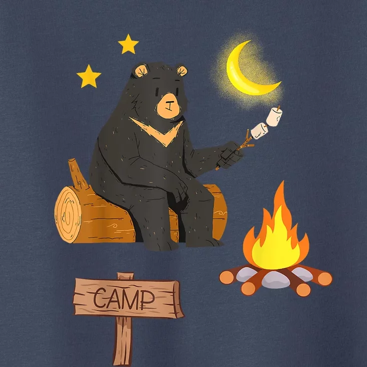 Cute Bear Enjoying Camping And Vacation With Fire Toddler T-Shirt