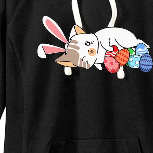 Cat Bunny Ears Egg Hunting Easter Cute Kitten Kitty Spring Women's Fleece Hoodie