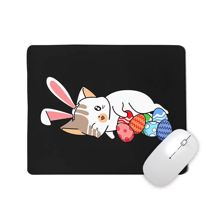 Cat Bunny Ears Egg Hunting Easter Cute Kitten Kitty Spring Mousepad