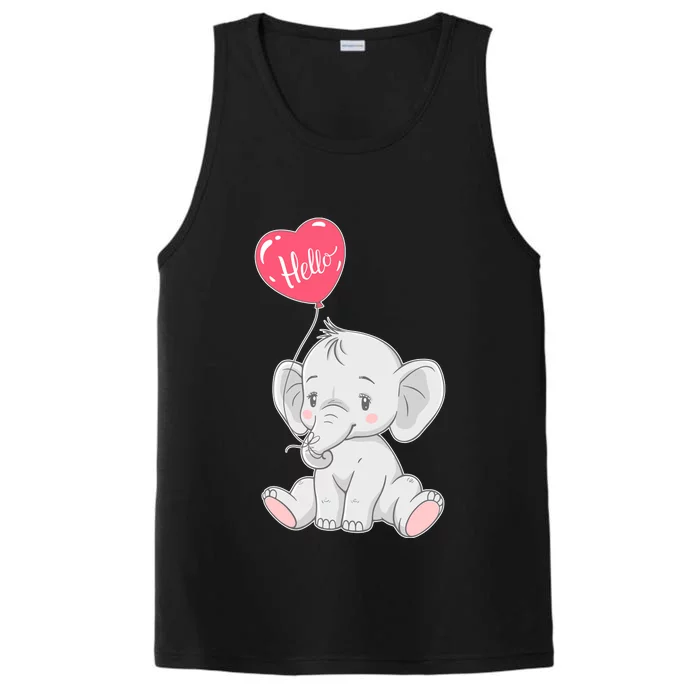 Cute Baby Elephant With Balloon Performance Tank