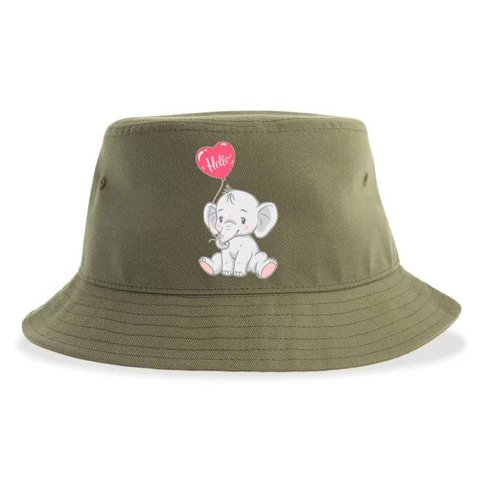 Cute Baby Elephant With Balloon Sustainable Bucket Hat