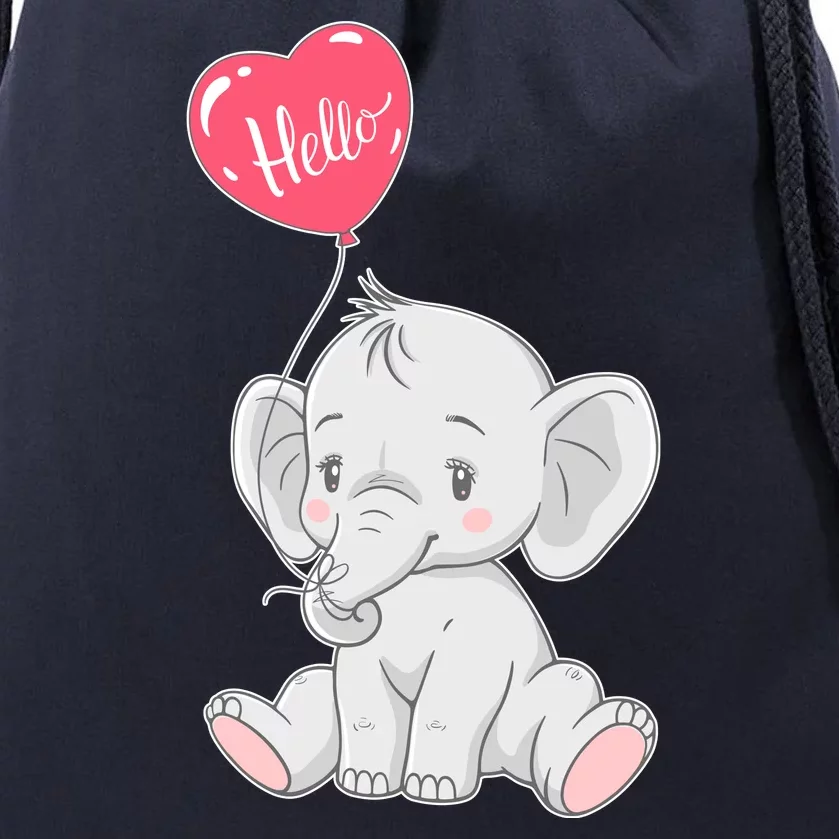 Cute Baby Elephant With Balloon Drawstring Bag