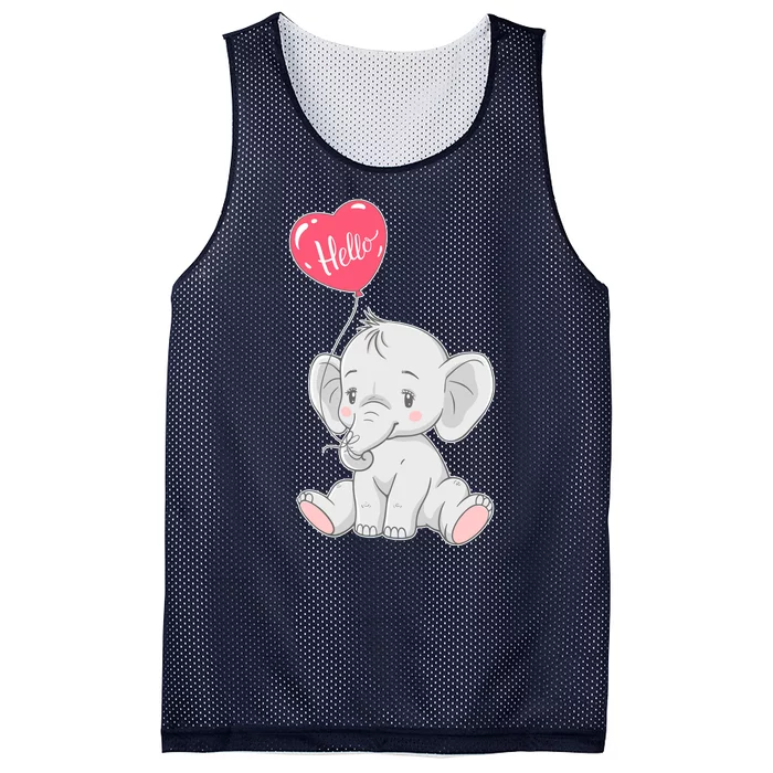 Cute Baby Elephant With Balloon Mesh Reversible Basketball Jersey Tank