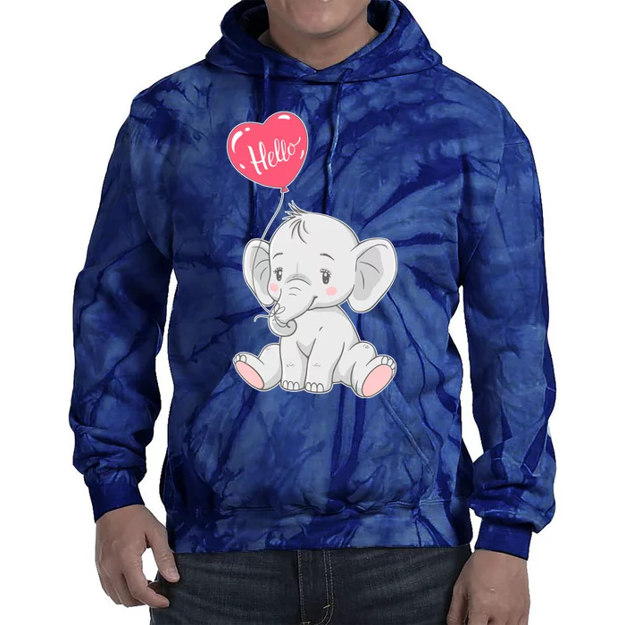 Cute Baby Elephant With Balloon Tie Dye Hoodie