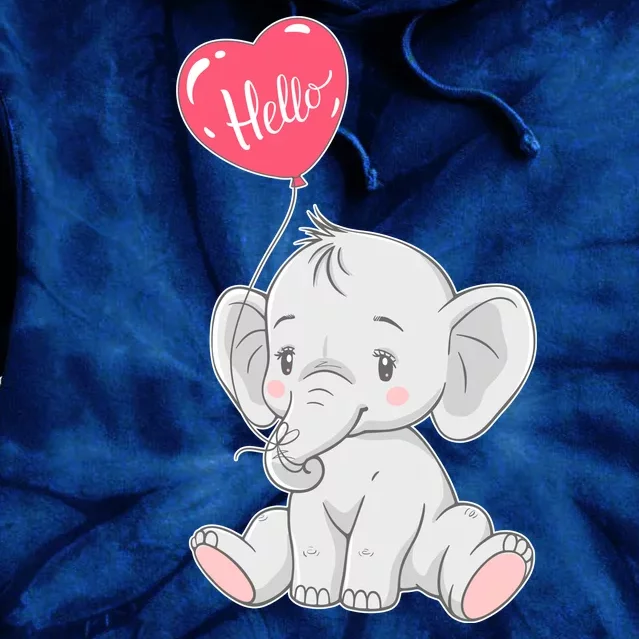 Cute Baby Elephant With Balloon Tie Dye Hoodie