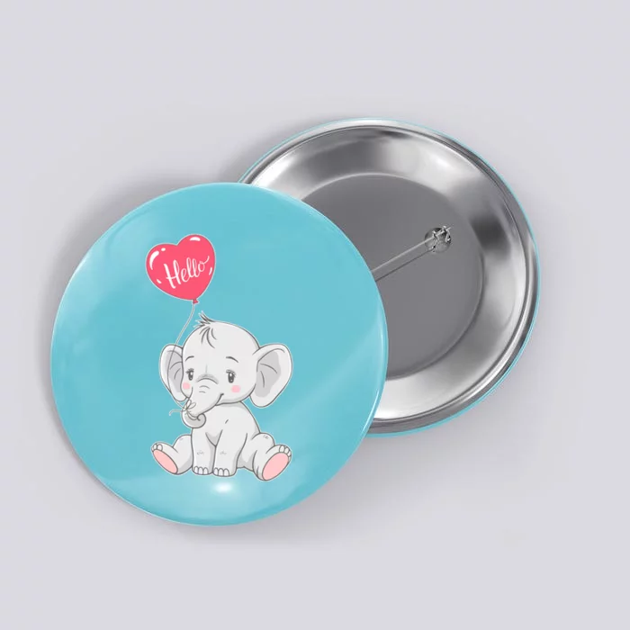 Cute Baby Elephant With Balloon Button