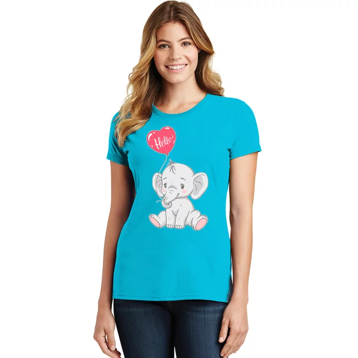 Cute Baby Elephant With Balloon Women's T-Shirt