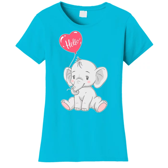 Cute Baby Elephant With Balloon Women's T-Shirt