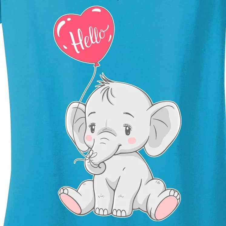 Cute Baby Elephant With Balloon Women's V-Neck T-Shirt