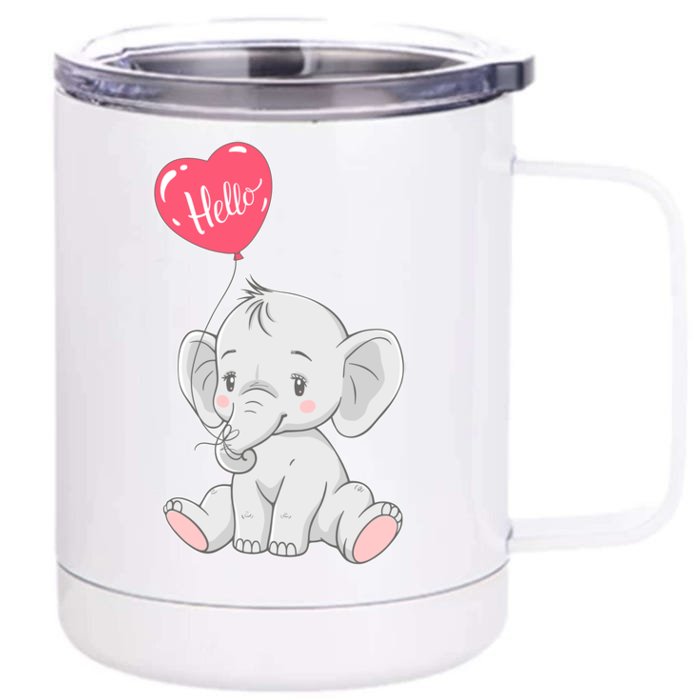 Cute Baby Elephant With Balloon Front & Back 12oz Stainless Steel Tumbler Cup