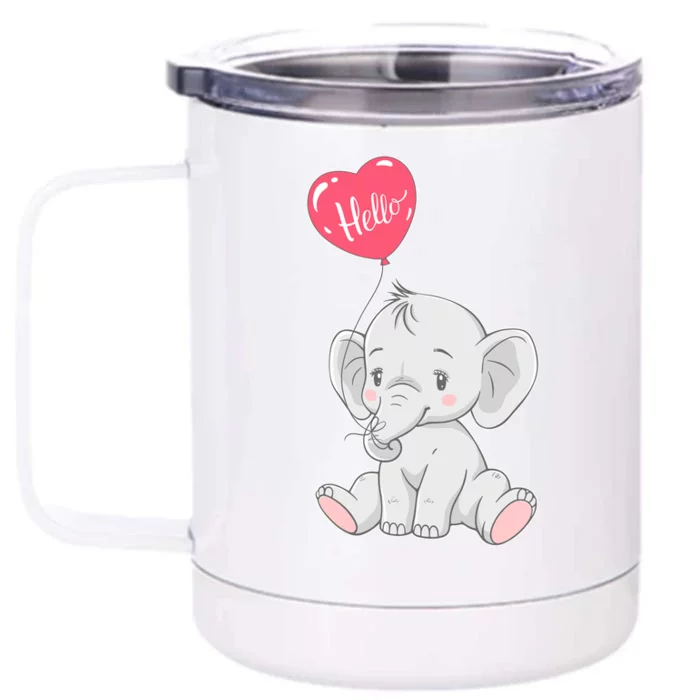 Cute Baby Elephant With Balloon Front & Back 12oz Stainless Steel Tumbler Cup