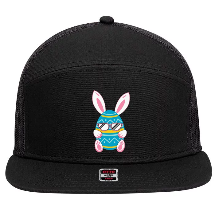 Cute Bunny Egg Glasses Family Easter Day 7 Panel Mesh Trucker Snapback Hat