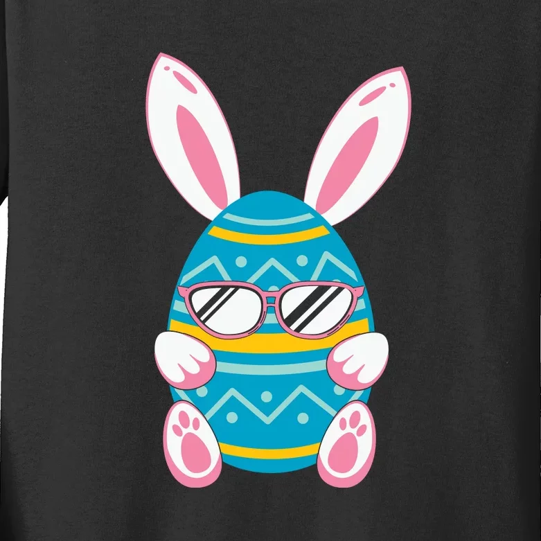 Cute Bunny Egg Glasses Family Easter Day Kids Long Sleeve Shirt