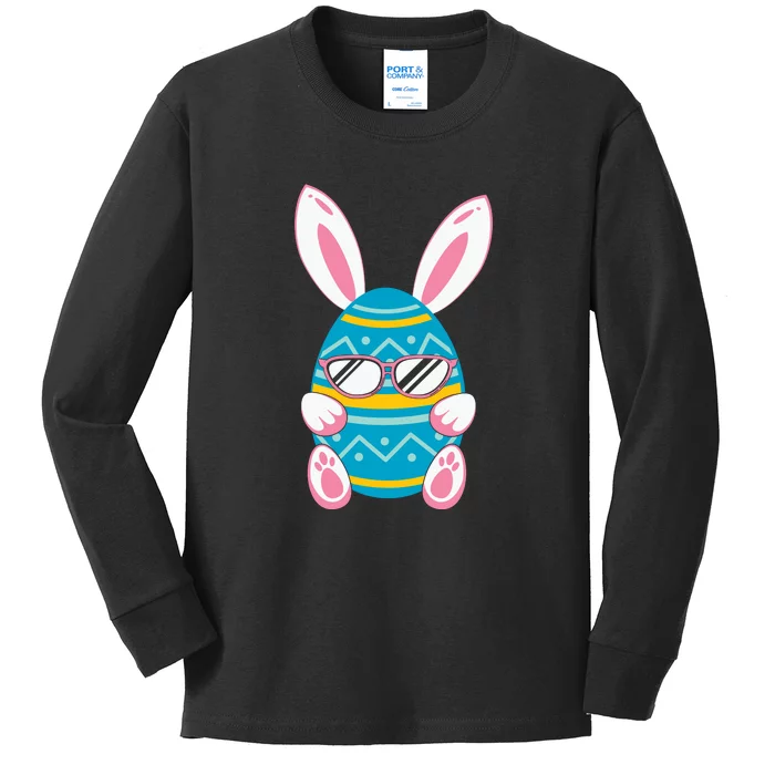 Cute Bunny Egg Glasses Family Easter Day Kids Long Sleeve Shirt