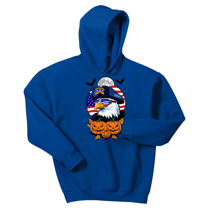 Cute Bald Eagle Witch Halloween Pumpkin Eagle Lover Kids Hoodie