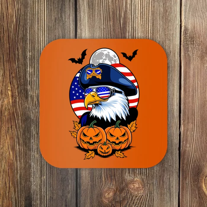 Cute Bald Eagle Witch Halloween Pumpkin Eagle Lover Coaster